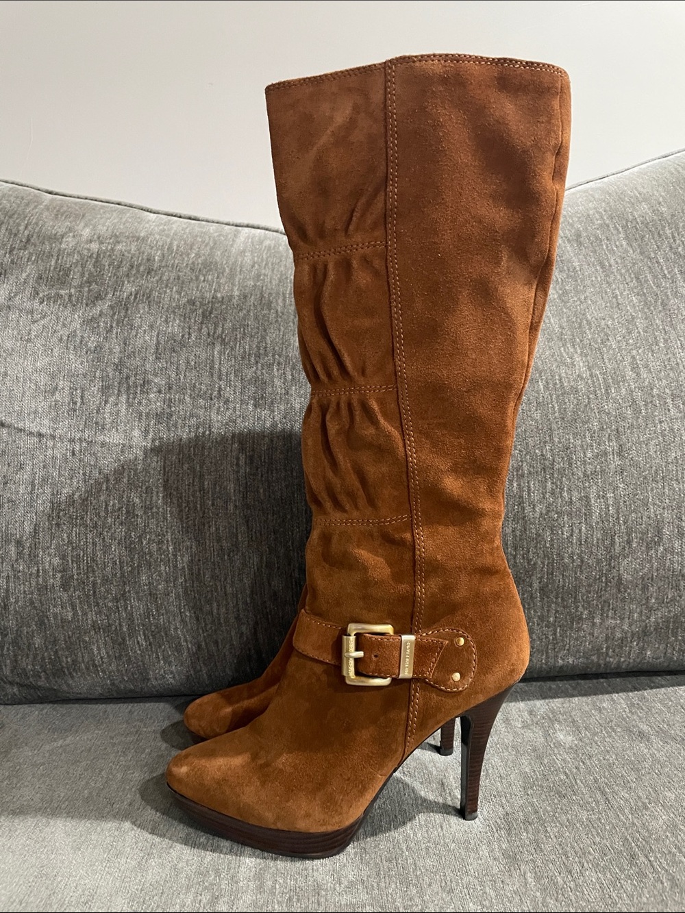Michael Kors Cognac Suede Leather Knee-High Boots Size 8 - Picture 8 of 15